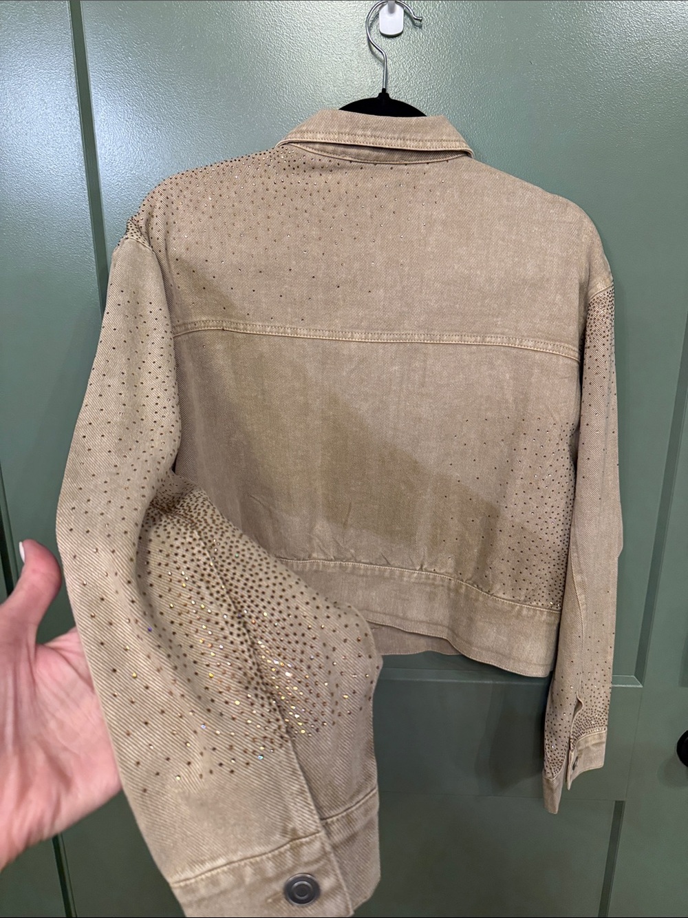 BiBi Taupe Studded Denim Jacket - Picture 3 of 7